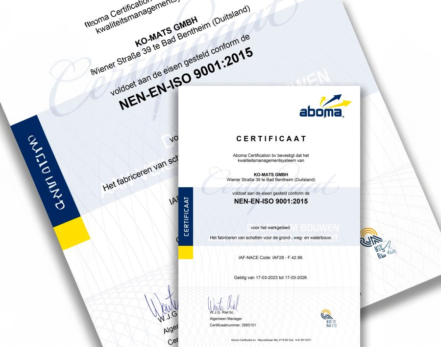 Ko-Mats ISO9001 Certificaat